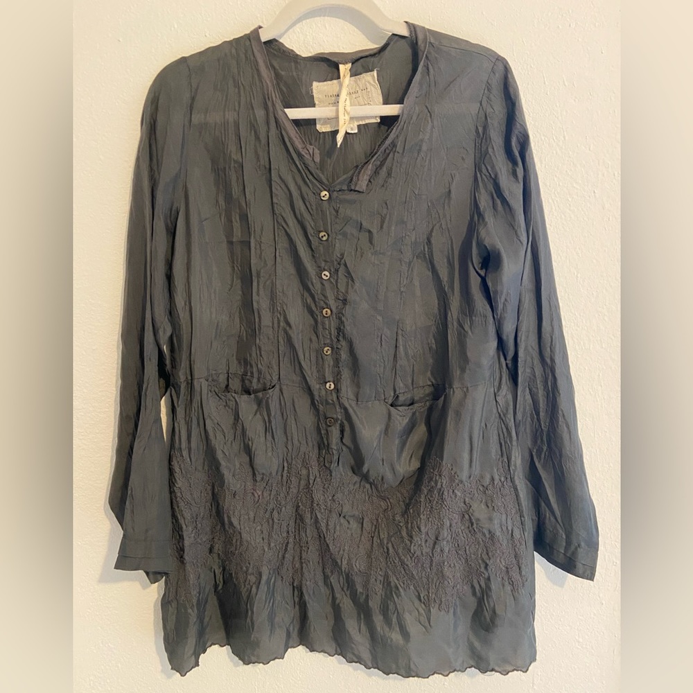 Vintage Johnny Was 100% Silk Blouse Small